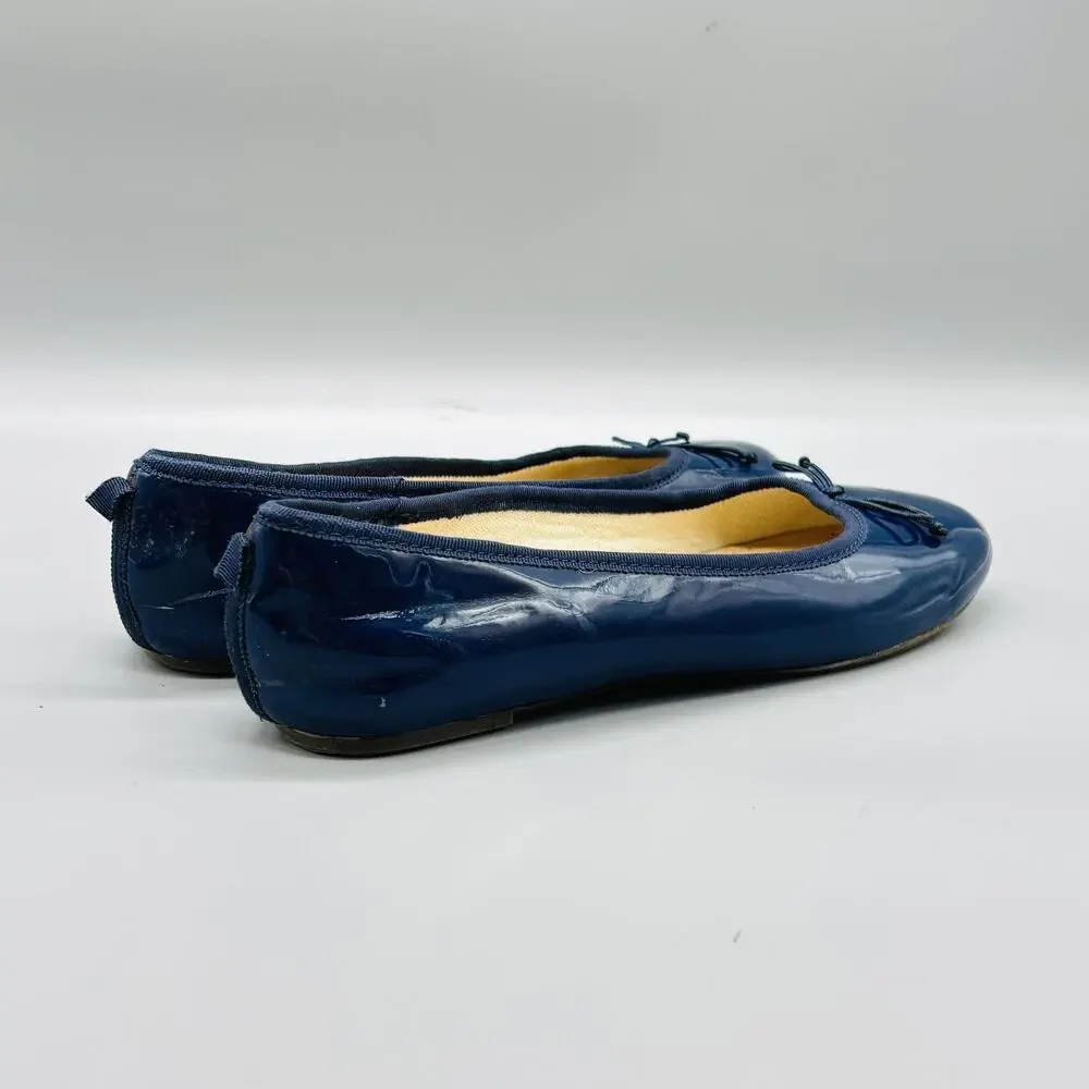 Crewcuts Shoes Kids Girls 5 Blue Patent Ballet Flats Bow Slip On Dress Casual